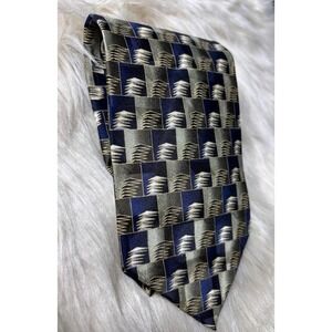 Vintage Dimoggio Silk Necktie Blue Gold Abstract Handmade Classic Men's Tie‎